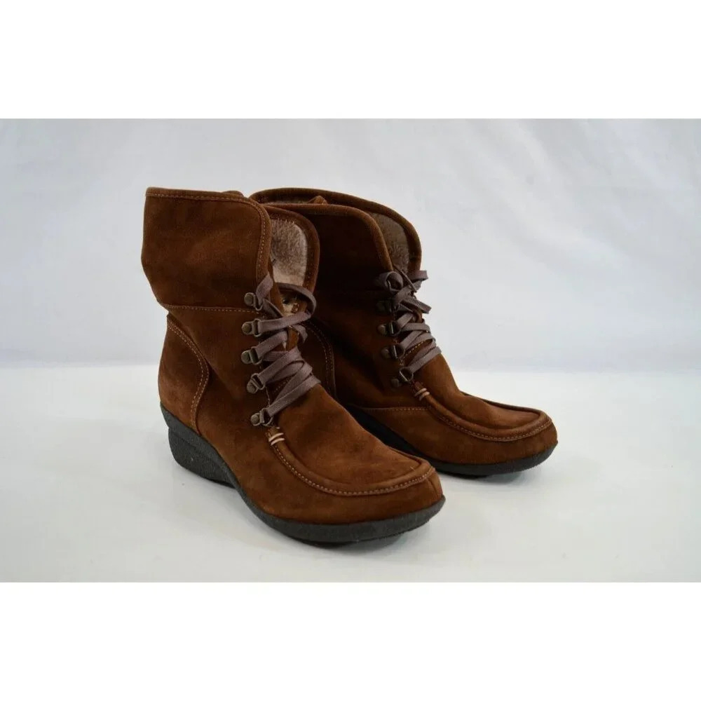 Hush Puppies Brown Suede Lace Up Boots Wave Reflex Sole Women's US Size 9 M
